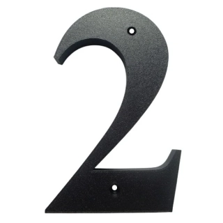 Domovní číslo popisné 2 na zeď, vrata, sloupky s dírami pro vruty barva černá, výška 170 mm