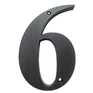 Domovní číslo popisné 6 na zeď, vrata, sloupky s dírami pro vruty barva černá, výška 170 mm