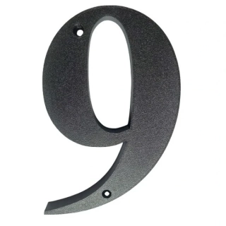 Domovní číslo popisné 9 na zeď, vrata, sloupky s dírami pro vruty barva černá, výška 170 mm