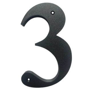Domovní číslo popisné 3 na zeď, vrata, sloupky s dírami pro vruty barva černá, výška 170 mm