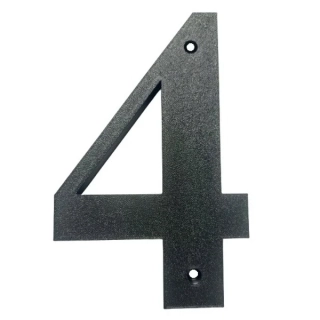 Domovní číslo popisné 4 na zeď, vrata, sloupky s dírami pro vruty barva černá, výška 170 mm