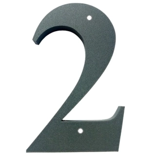 Domovní číslo popisné 2 na zeď, vrata, sloupky s dírami pro vruty barva antracit, výška 170 mm