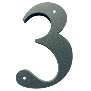 Domovní číslo popisné 3 na zeď, vrata, sloupky s dírami pro vruty barva antracit, výška 170 mm
