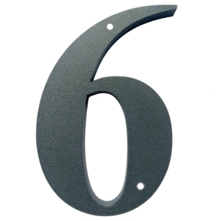Domovní číslo popisné 6 na zeď, vrata, sloupky s dírami pro vruty barva antracit, výška 170 mm