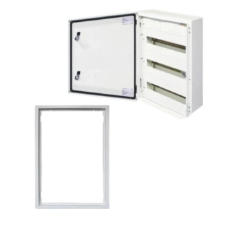Kovová skříň SEZ T-BOX 54/3/18 s přídavným rámem pro instalaci pod omítku, 18 modulů - 3 řady, IP 65
