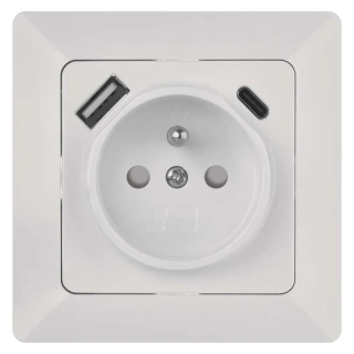 EMOS A6000.4 Zásuvka 230V/AC s USB A+USB C nabíjením 5V/DC 15W 3A bílá