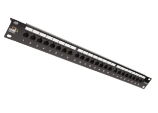 SOLARIX 24000341 SX24L-6-UTP-BK Patch panel 24 x RJ45 CAT6 UTP s vyvaz.lištou černý 1U