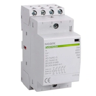 NOARK 117114 Ex9CH25H 40 230V AC/DC Tichý instalační stykač, 25A, 230V AC/DC, 4 zapínací kontakty