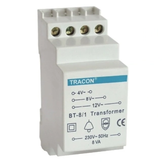 Tracon BT-8/1 Modulární zvonkový transformátor, 230V / 4-8-12V AC