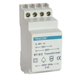 Tracon BT-8/2 Modulární zvonkový transformátorr, 230V / 8-12-24V AC