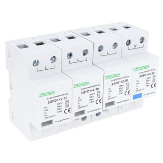 Tracon ESPD1+2-50-4P Svodič přepětí AC, typ T1+T2neodnímatelný modul