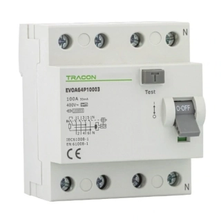 Tracon EVOAG4P2503 Proudový chránič, 4 pól, 25A, 30mA, 10kA, A