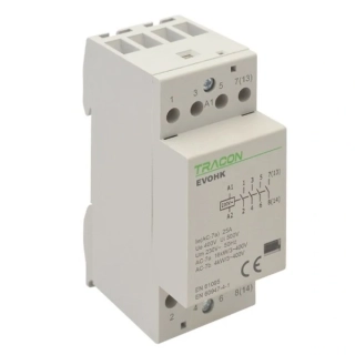 Tracon EVOHK4-25-24 Modulární stykač, 24V, 50Hz, 2 Mod, 4×NO, AC1/AC7a, 25A