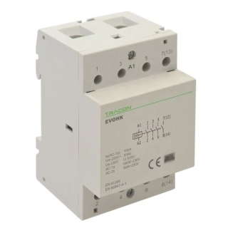Tracon EVOHK4-63 Modulární stykač, 230V, 50Hz, 3 Mod, 4×NO, AC1/AC7a, 63A
