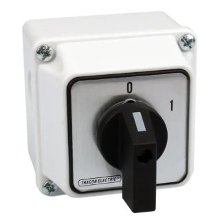 Krabicový vačkový vypínač, ON-OFF Tracon TK-256/3T65 400V, 50Hz, 25A, 3P, 7,5kW, 48×48mm, 60°, IP65