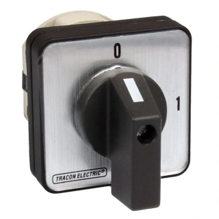 Vačkový vypínač, ON-OFF Tracon TK-259/2 400V, 50Hz, 25A, 2P, 7,5kW, 48×48mm, 90°