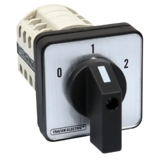 Vačkový přepínač, 0-1-2 Tracon TKB-126/4 400V, 50Hz, 125A, 2×4P, 30kW, 88×88mm, 60°