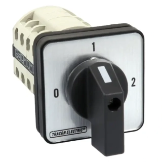 Vačkový přepínač, 0-1-2 Tracon TKB-129/4 400V, 50Hz, 125A, 2×4P, 30kW, 88×88mm, 90°