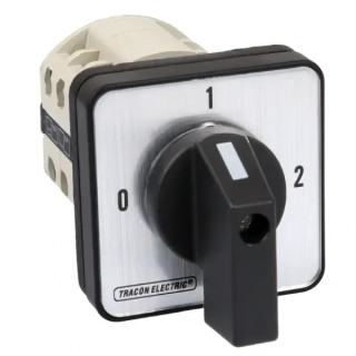 Vačkový přepínač, 0-1-2 Tracon TKB-209/3 400V, 50Hz, 20A, 2×3P, 5,5kW, 48×48mm, 90°
