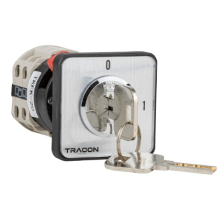 Hlavní vypínač, se zámkem, ON-OFF Tracon TKFK-20 400V, 50Hz, 20A, 4P, 5,5kW, 48×48mm
