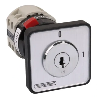 Hlavní vypínač, se zámkem, ON-OFF Tracon TKFK-25 400V, 50Hz, 25A, 4P, 7,5kW, 48×48mm