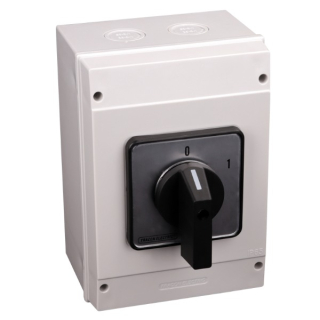 Vačkový vypínač motoru, ON-OFF, v krabici Tracon TKM-12/QT65 400V, 50Hz, 125A, 30kW, 88×88mm, IP65