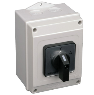 Přepínač motoru hvězda-trojúhelník, v krabici Tracon TKM-20/CT65 400V, 50Hz, 20A, 5,5kW, 48×48mm, IP65