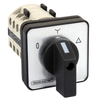 Vačkový přepínač motoru hvězda-trojúhelník Tracon TKM-25/C 400V, 50Hz, 25A, 7,5kW, 48×48mm