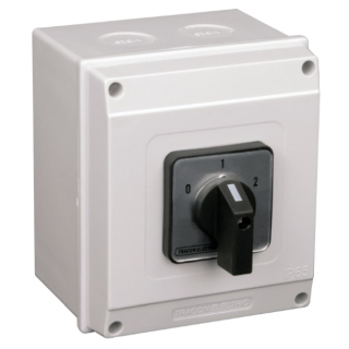 Přepínač motoru Dahlander, v krabici Tracon TKM-25/DT65 400V, 50Hz, 25A, 7,5kW, 48×48mm, IP65