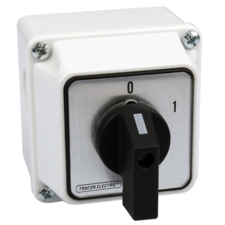 Krabicový vačkový vypínač motoru, ON-OFF Tracon TKM-63/QT65 400V, 50Hz, 63A, 18,5kW, 64×64mm, IP65