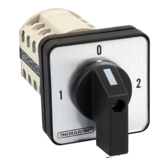 Vačkový přepínač, 1-0-2 Tracon TKV-169/4 400V, 50Hz, 160A, 2×4P, 37kW, 88×88mm, 90°