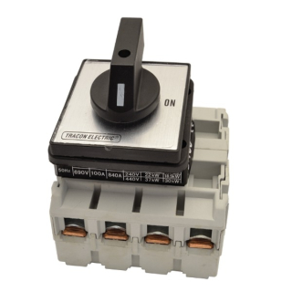 Bezpečnostní vypínač Tracon TS-10/4 400V, 50Hz, 100A, 4P, 30kW, 88×88mm