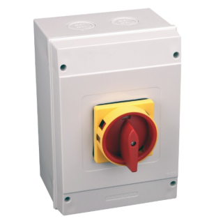 Bezpečnostní hlavní vypínač, v krabici Tracon TSS-80/3T65 400V, 50Hz, 80A, 3P, 22kW, 64×64mm, IP65
