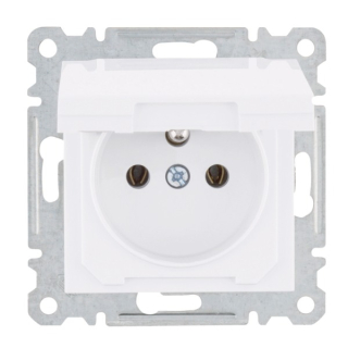 HAGER WL1120 Lumina Zásuvka se zemnícím kolíkem a víčkem, IP44, bílá lesk