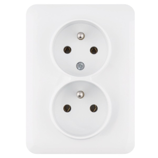 HAGER WL1270 Lumina Dvojzásuvka s ochranným kolíkem kompletní, Lumina, 16 A/250 V~, bílá lesk