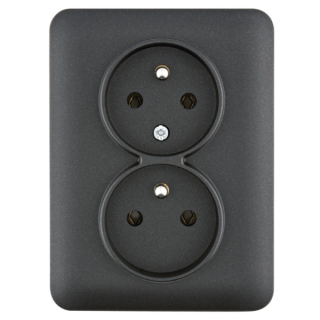 HAGER WL1273 Lumina soul Dvojzásuvka s ochranným kolíkem kompletní 16A/250V, černá mat