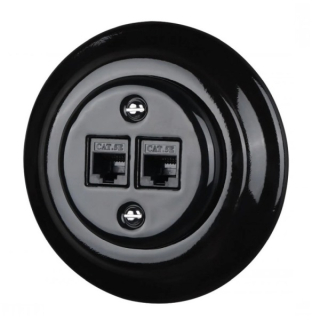 Keramická zásuvka datová RJ45 CAT5e, černá MYRALUX RJ-CAT5B
