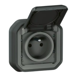 LEGRAND 069860L Plexo IP55 zásuvka 2P+T 16A s clonkami, zapuštěná, antracit