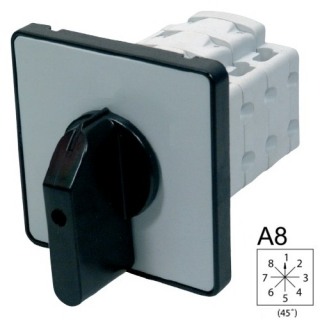 SEZ S10 JD 2852 A8 Vestavný vačkový spínač s čelní deskou, bez polohy 0, 10A, 1-2-3-4-5-6-7-8