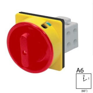 SEZ S10 JUG 1101 A6R Vestavný vačkový spínač s těsněním,uzamykatelný na visací zámky 10A, 0-1, 1P, červená páčka