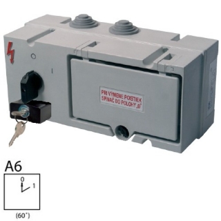 SEZ S16 NJZ 1103 A6 Vačkový spínač ve skříni s pojistkami, uzamykatelný zámkem 16A, 0-1, 3P
