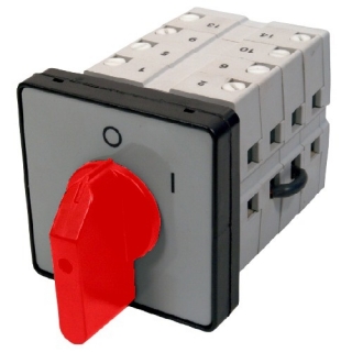 SEZ S160 JDG 1103 A6R Vestavný vačkový spínač s čelní deskou, s těsněním 160A, 0-1, 3P, červená páčka