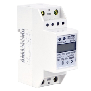 Tracon TVOF12 1-fázový digitální elektroměr, přímé měření, 2 moduly 230VAC / 10(60)A