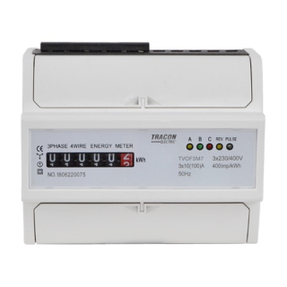 Tracon TVOF3M7 3-fázový elektromechanický elektroměr, přímé měř., 7 mod. 400VAC / 10(100)A