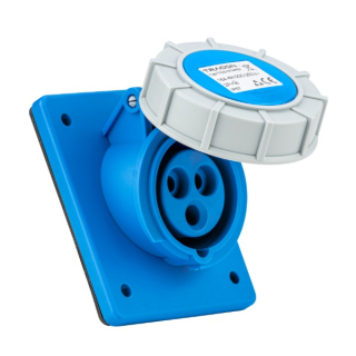 Tracon TICS-313IP67 Vestavná průmyslová zásuvka, šikmá 16A, 250V, 2P+E, 6h, IP67