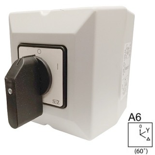 SEZ S160 JPDS 9551 A6 Vačkový spínač v krytu IP65, s čelní deskou, rozběhový spínač 160A, 0-Y-troj. (upravený)