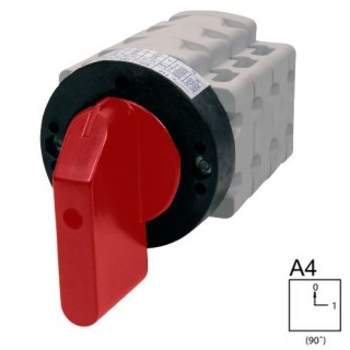 SEZ S25 J 1103 A4R Vestavný vačkový spínač bez čelní desky 25A, 0-1, 3P, červená páčka