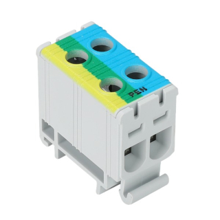 Tracon FLEAL-16/2KZS Rozvodná svorka odbočná, na DIN lištu, modro-zeleno-žlutá 1.5-16mm2, max. 1000VAC, 1500VDC, max.85A