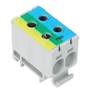Tracon FLEAL-35/2KZS Rozvodná svorka odbočná, na DIN lištu, modro-zeleno-žlutá 2.5-35mm2, max. 1000VAC, 1500VDC, max.135A