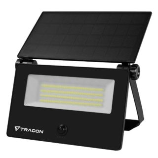 Tracon LSTB20NW Solární LED reflektor s pohybovým čidkem, černý, 20W, 4000K, 1800lm, IP65, 3,7V, 5,2Ah